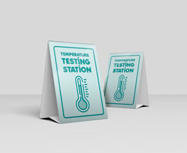 Temperature testing station tent card