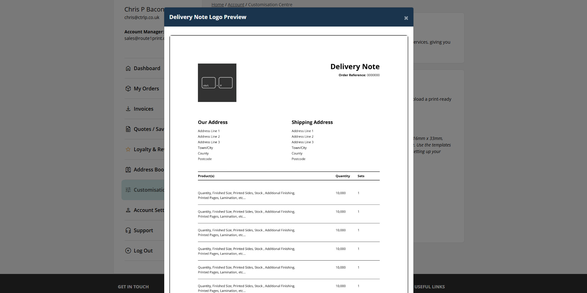 Delivery Note Logo Preview